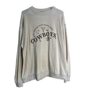 Chicka-d Charlie Southern Tan Cowboys Graphic Sweatshirt M Distressed Western